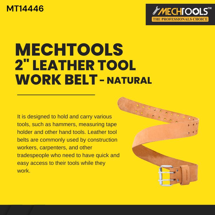 2" Leather Tool Belt with Double Buckle (Natural) - MT14446