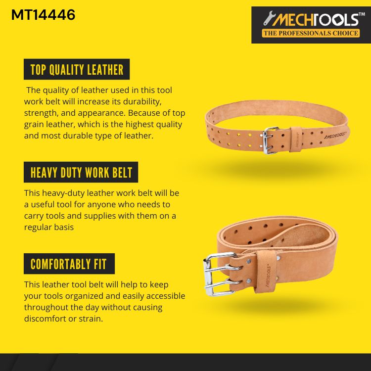 2" Leather Tool Belt with Double Buckle (Natural) - MT14446