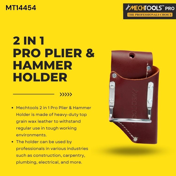 2 in 1 PRO Plier & Hammer Holder – Heavy-Duty Leather Tool Pouch for Professionals - (MT14454)