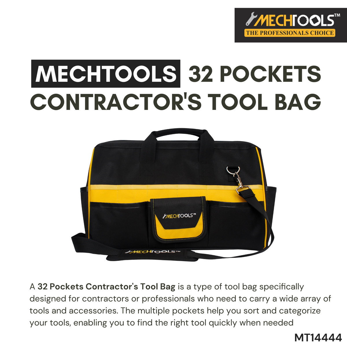32 Pockets Contractor’s Tool Bag – Heavy-Duty Storage & Organization(MT14444)