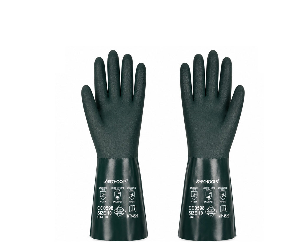 MECHTOOLS PVC Coated Work Gloves, Chemical Resistant Waterproof Safety Gloves with Cotton Lining