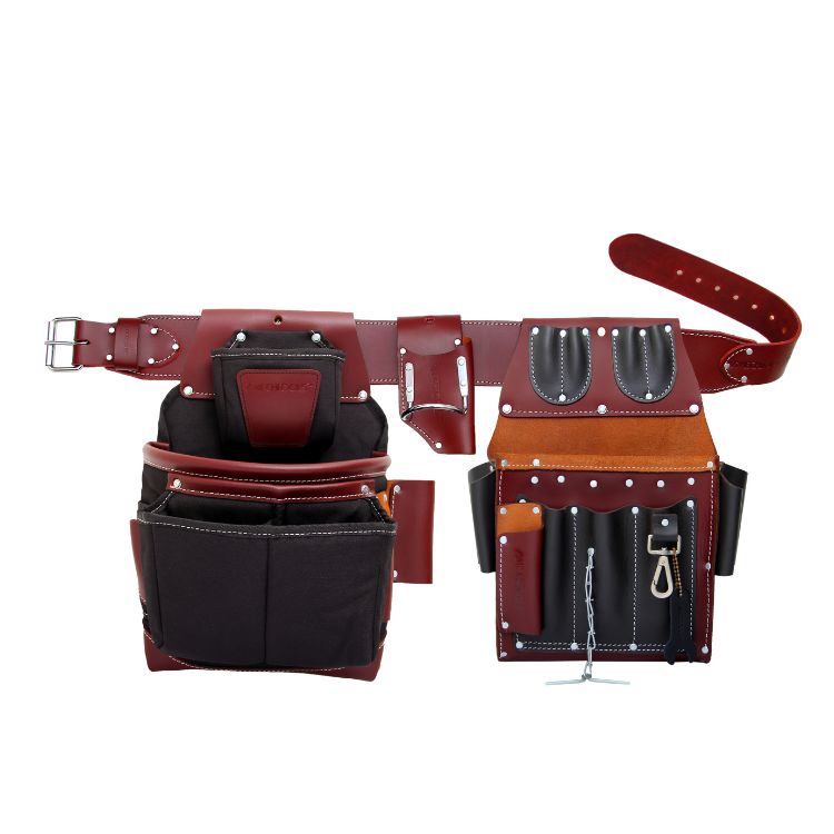 Commercial Electrician's Tool Belt Set – Heavy-Duty Leather Work Belt with Multiple Tool Pockets - (MT14461-MT14465)