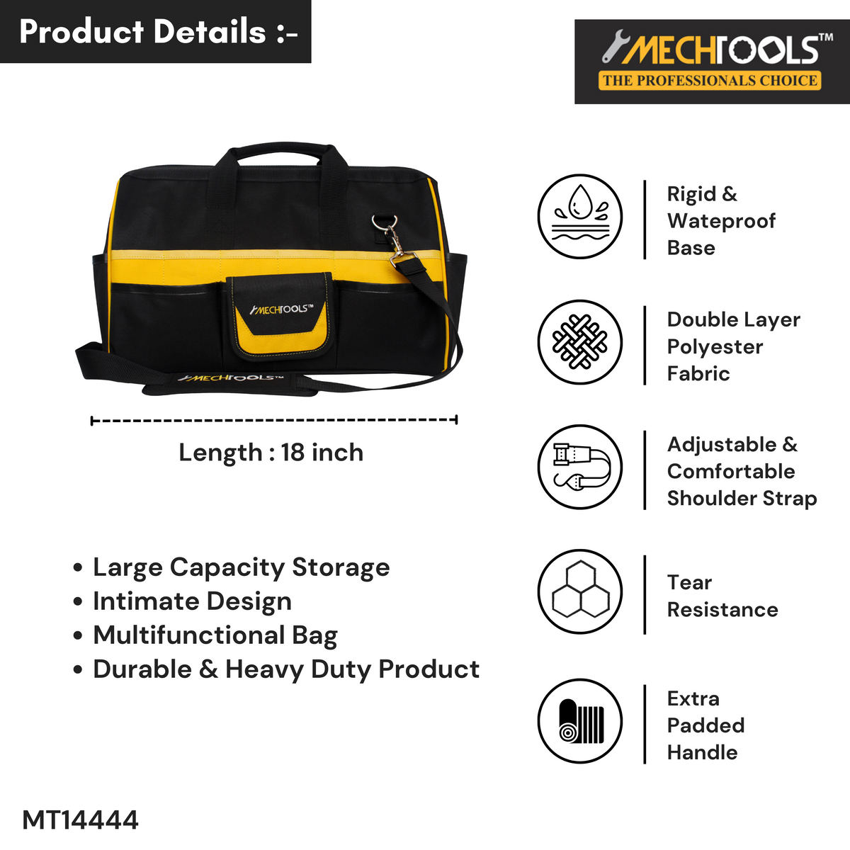 32 Pockets Contractor’s Tool Bag – Heavy-Duty Storage & Organization(MT14444)