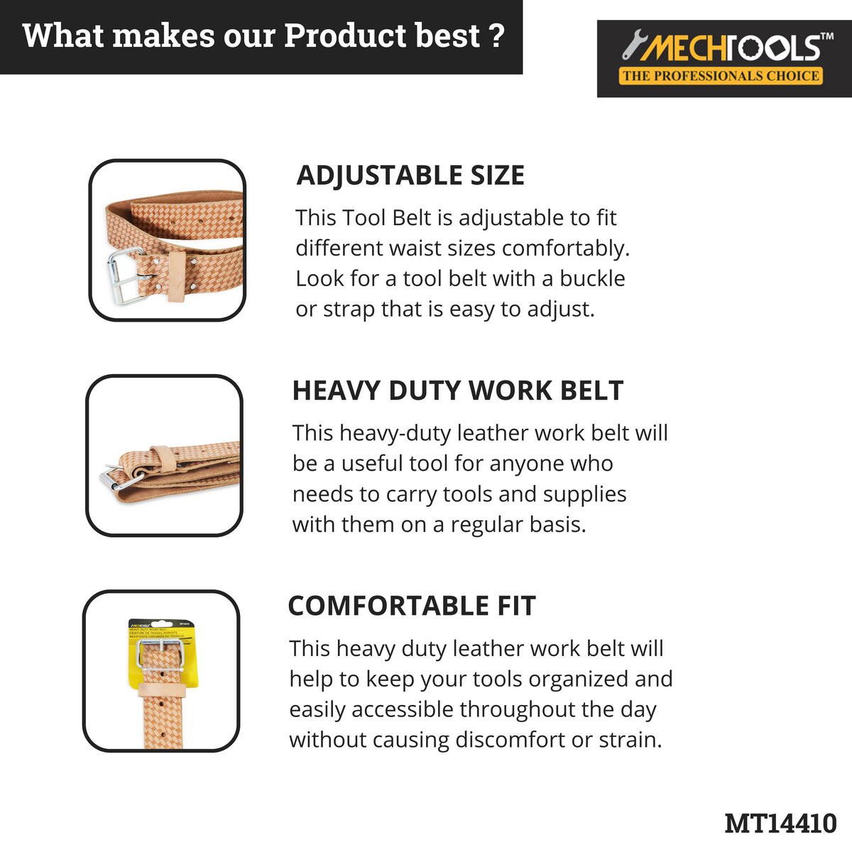 HEAVY DUTY LEATHER WORK BELT (MT14410)