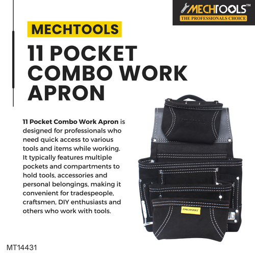 11-Pocket Combo Work Apron – Durable Split Leather with Tool Organization (MT14431)