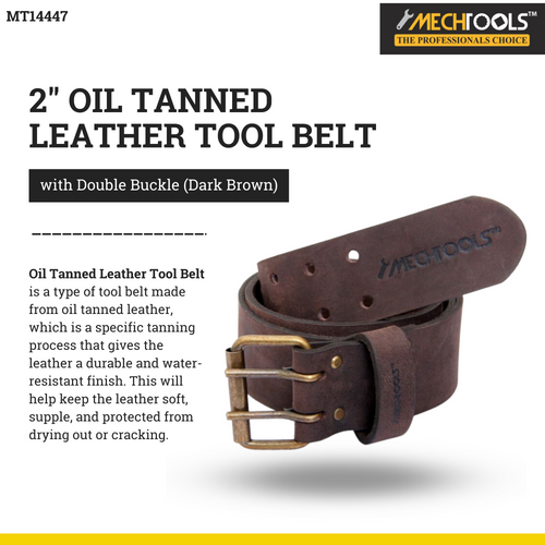 2" Oil Tanned Leather Tool Belt with Double Buckle (Dark Brown) - MT14447