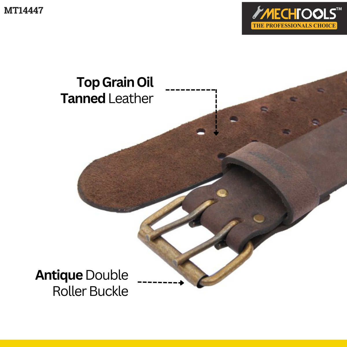 2" Oil Tanned Leather Tool Belt with Double Buckle (Dark Brown) - MT14447