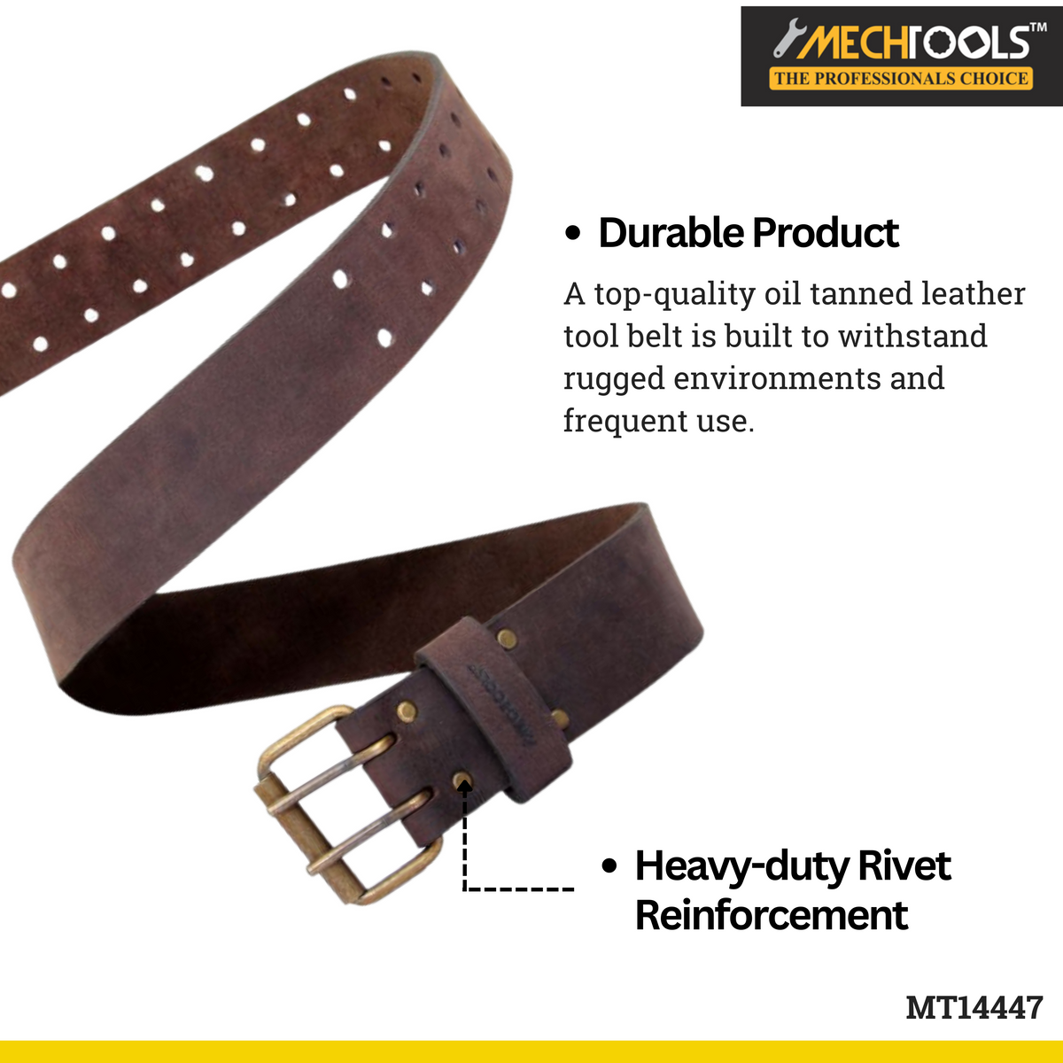 2" Oil Tanned Leather Tool Belt with Double Buckle (Dark Brown) - MT14447