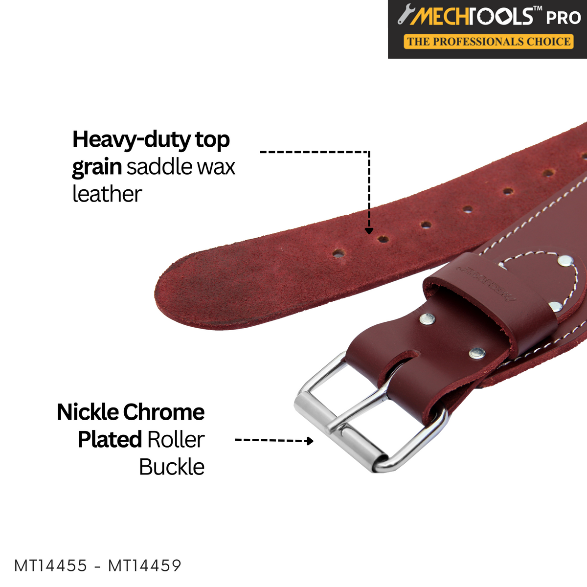 3" Heavy-Duty Saddle Wax Leather Belt – Top-Grain Leather Work Belt with Reinforced Buckle  (MT14455-MT14459)
