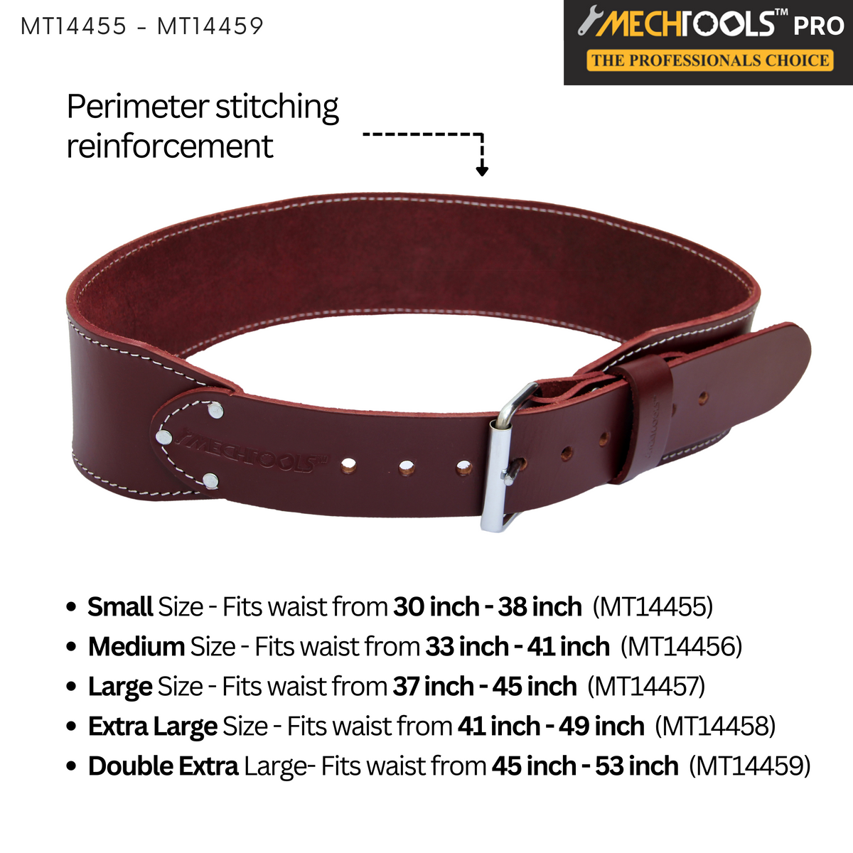 3" Heavy-Duty Saddle Wax Leather Belt – Top-Grain Leather Work Belt with Reinforced Buckle  (MT14455-MT14459)