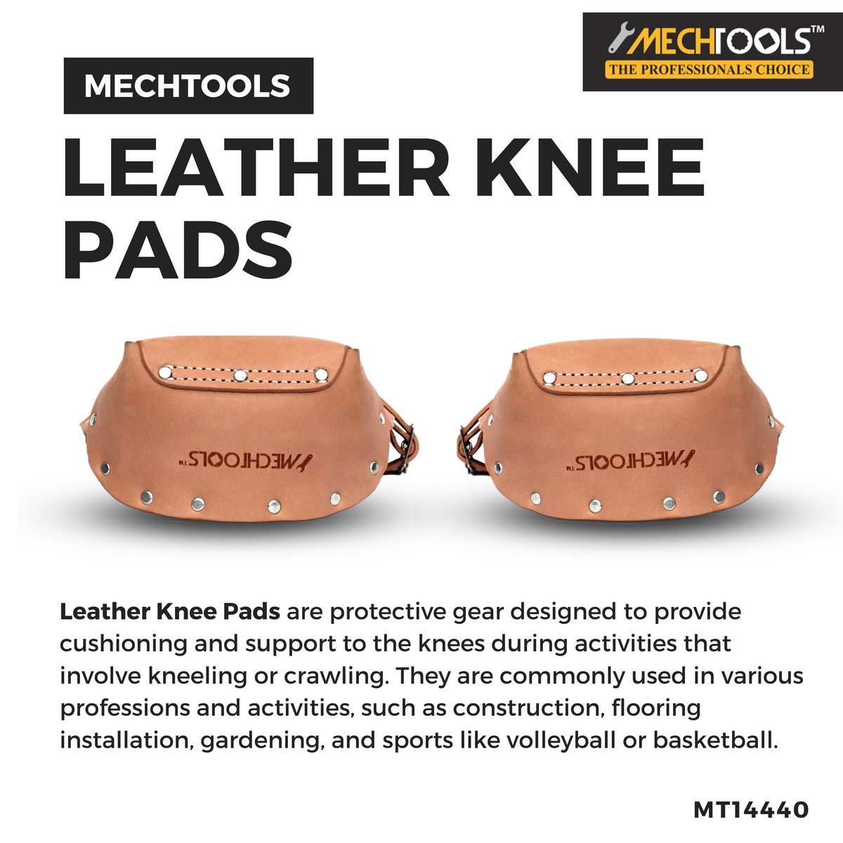 Leather Knee Pads – Heavy-Duty Protective Work Gear (MT14440)