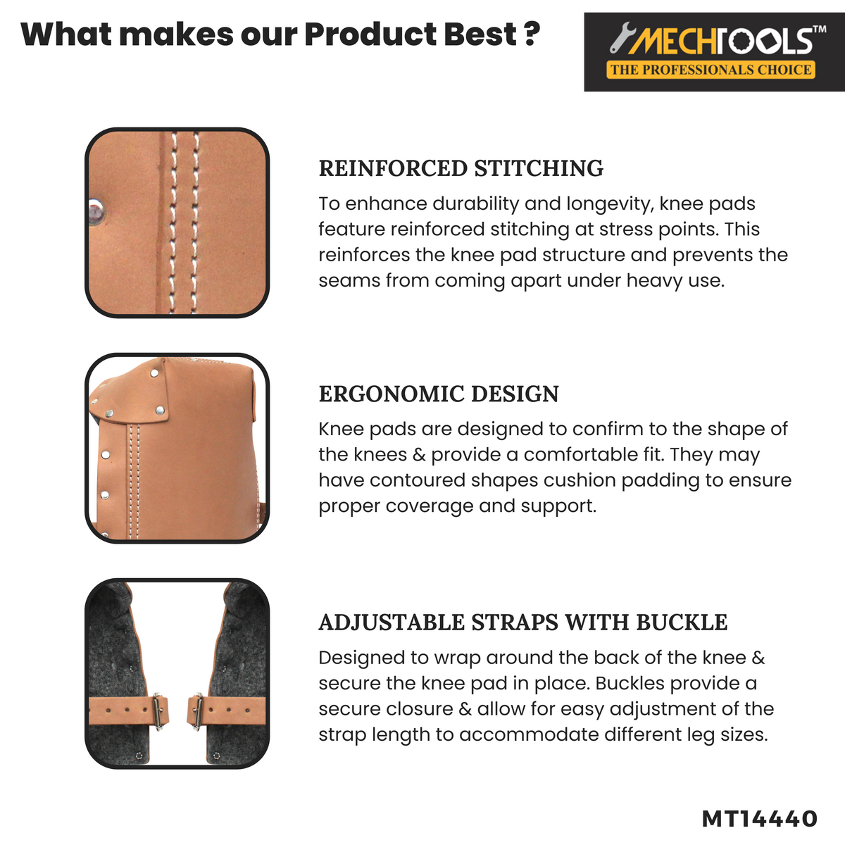 Leather Knee Pads – Heavy-Duty Protective Work Gear (MT14440)