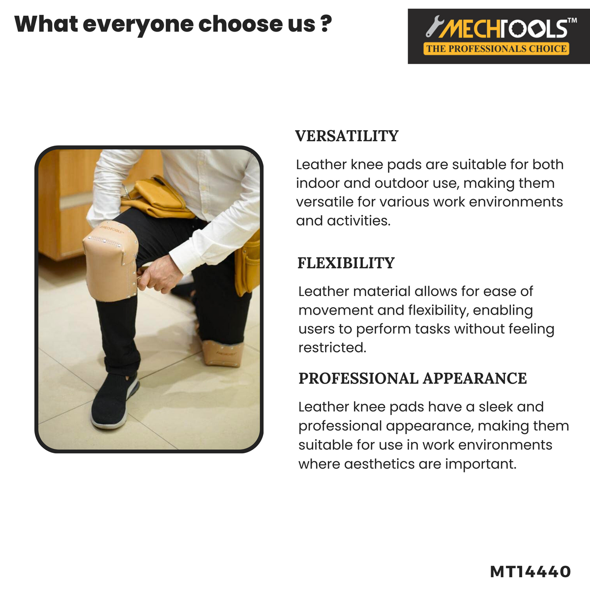 Leather Knee Pads – Heavy-Duty Protective Work Gear (MT14440)
