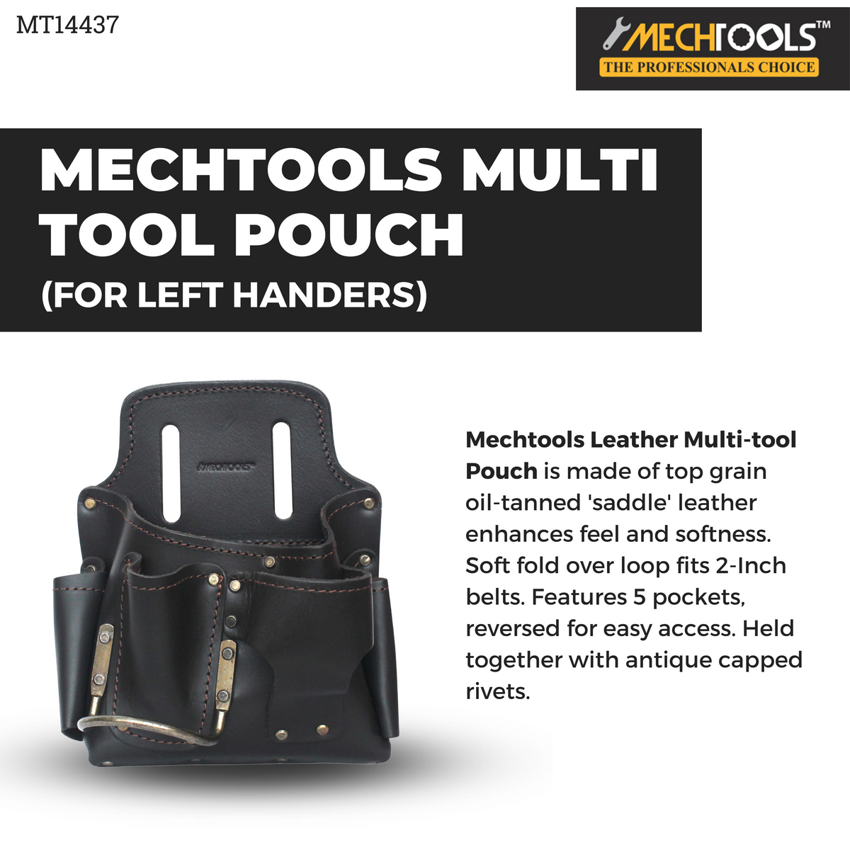Multi-Tool Pouch for Left-Handers – Durable Leather Work Gear(MT14437)
