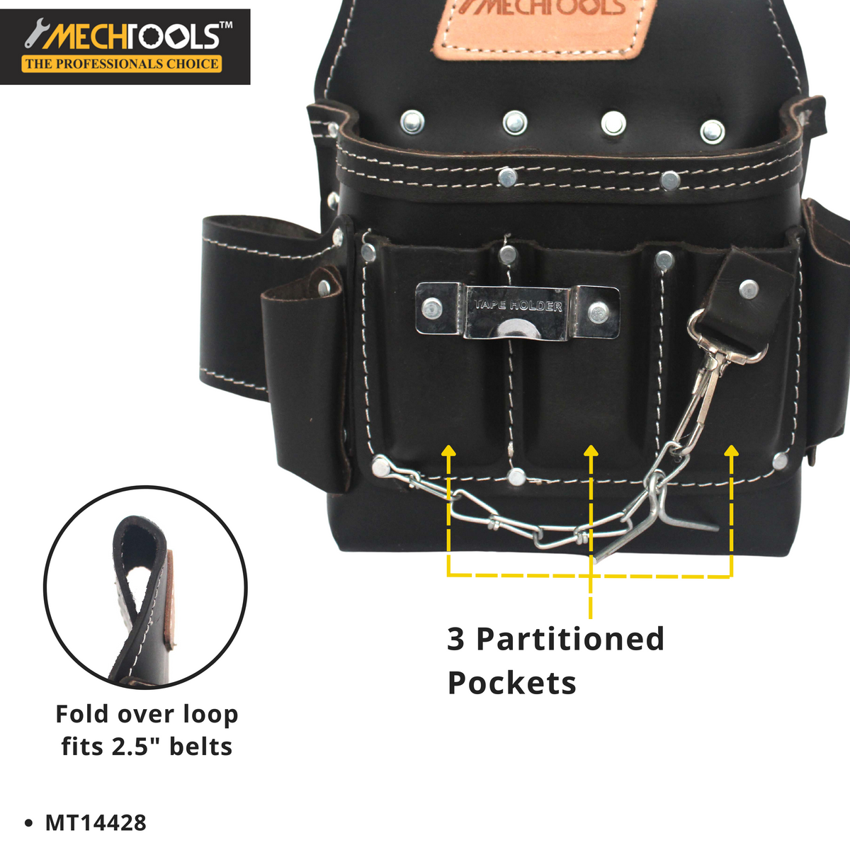 Pro Oil-Tanned Electrician Tool Pouch – 10 Pockets & Genuine Leather (MT14428)