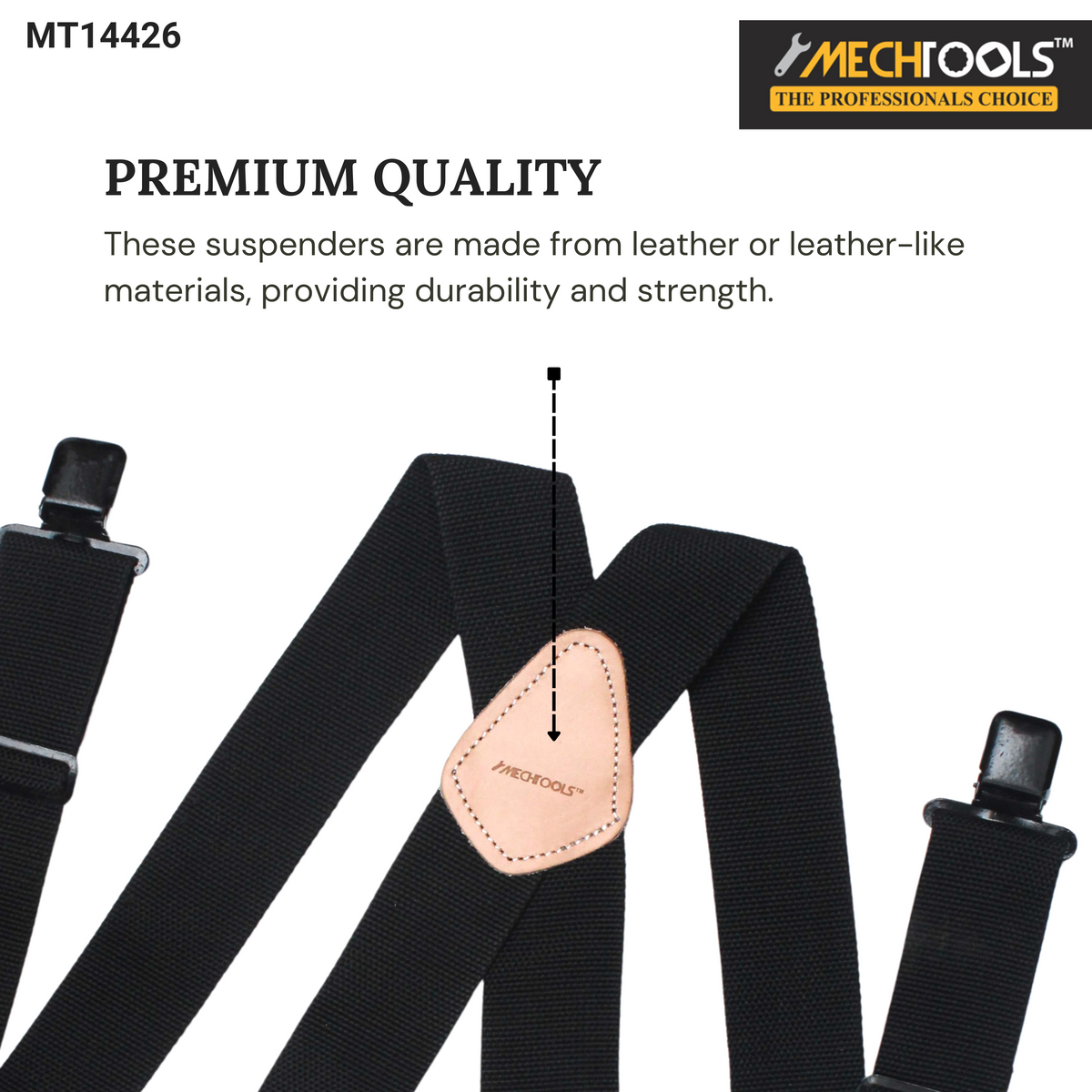 Tradesperson’s Leather Non-Elastic Tool Suspender – Heavy-Duty Polyweb & Leather  (MT14426)