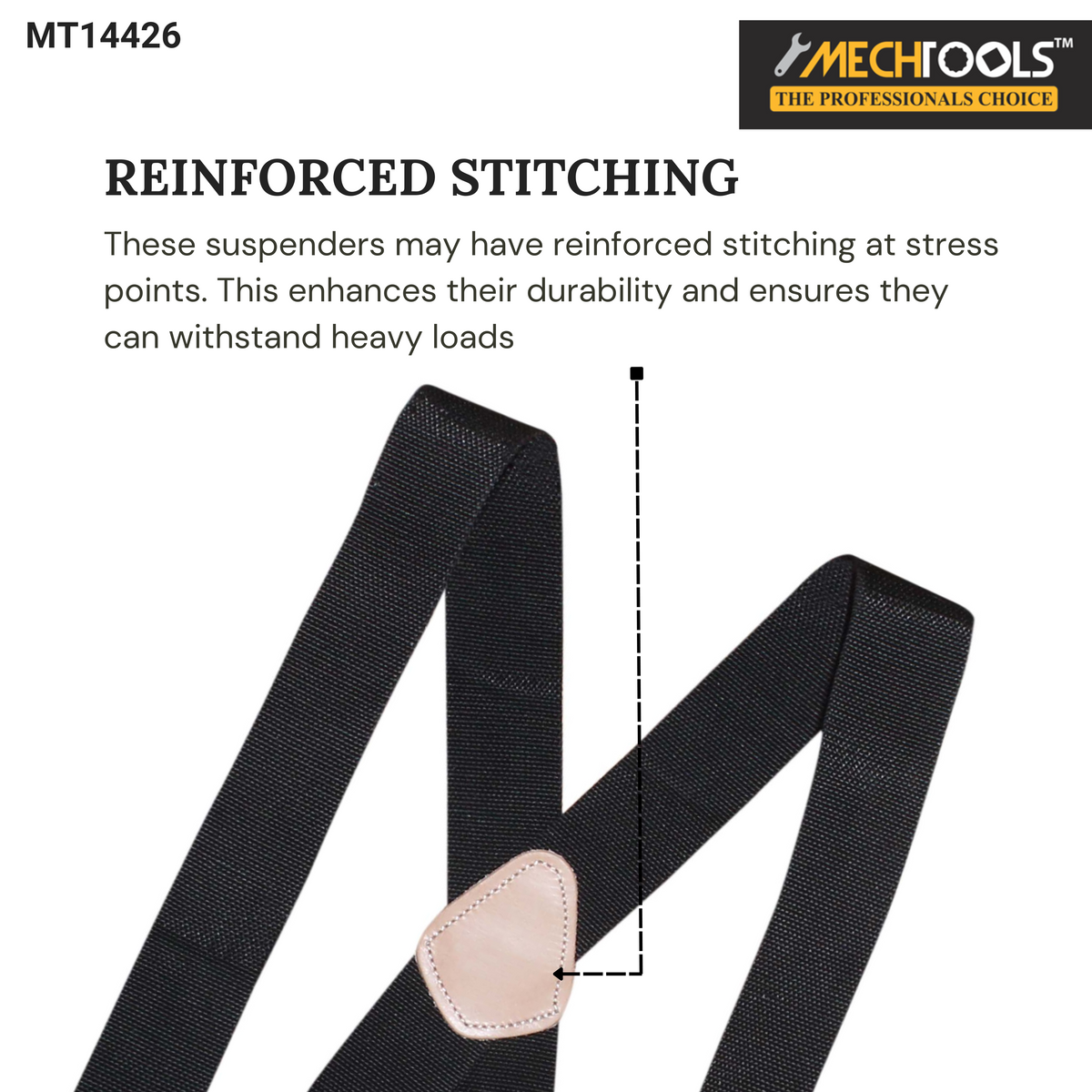Tradesperson’s Leather Non-Elastic Tool Suspender – Heavy-Duty Polyweb & Leather  (MT14426)