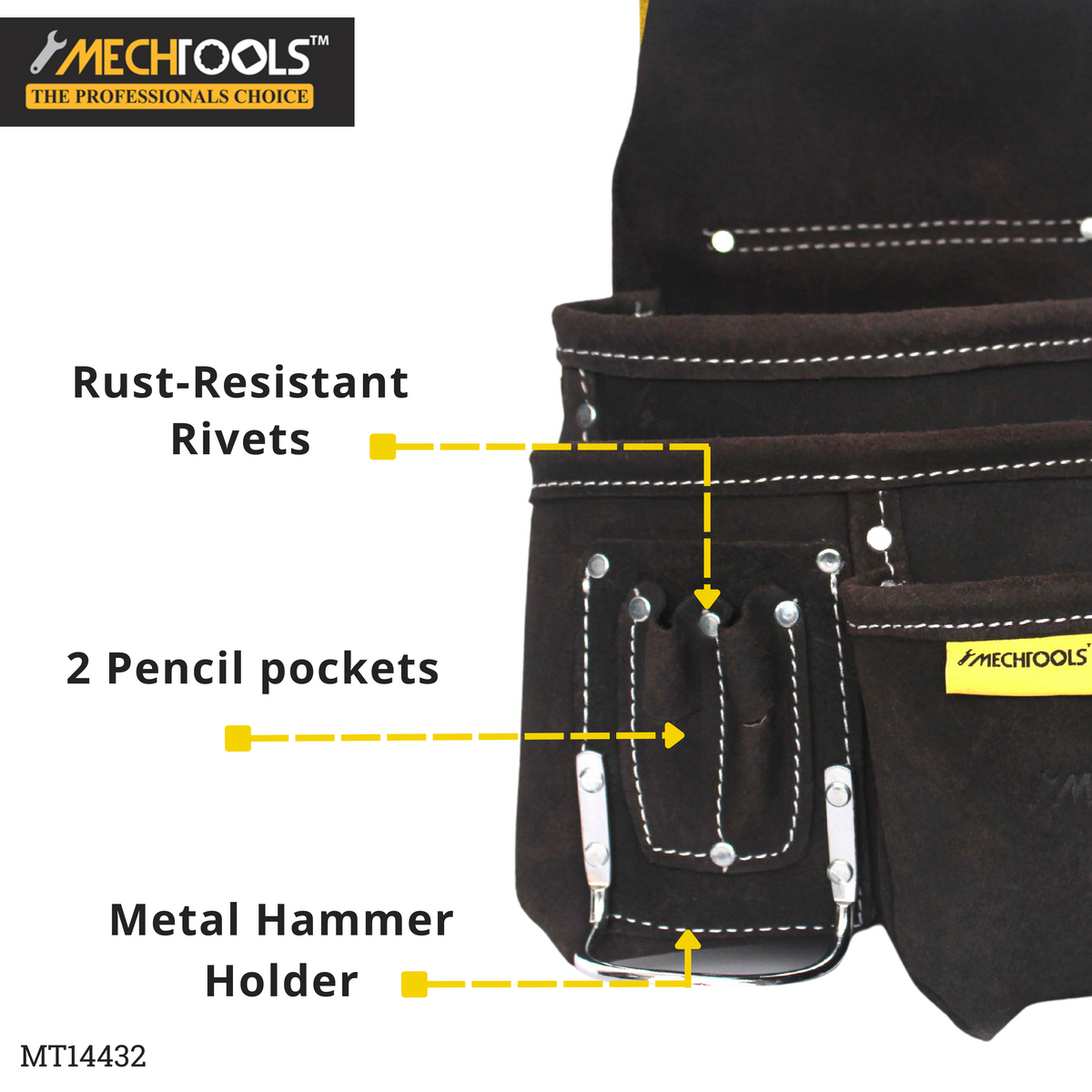 Nail & Fasteners Pouch with Hammer Holder – Heavy-Duty Leather Tool Pouch (MT14432)
