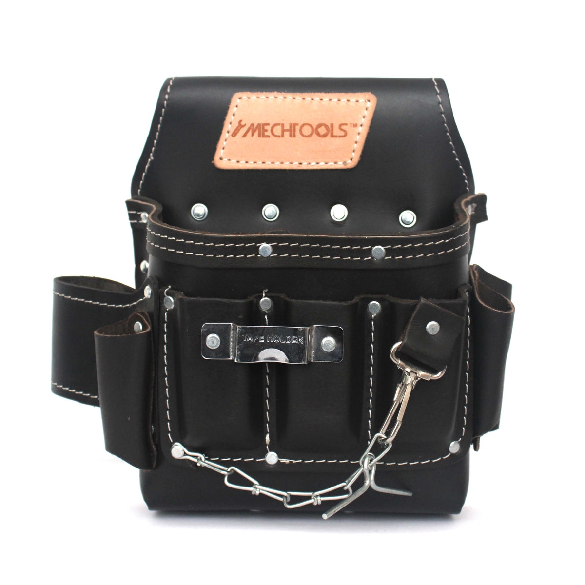 Pro Oil-Tanned Electrician Tool Pouch – 10 Pockets & Genuine Leather (MT14428)